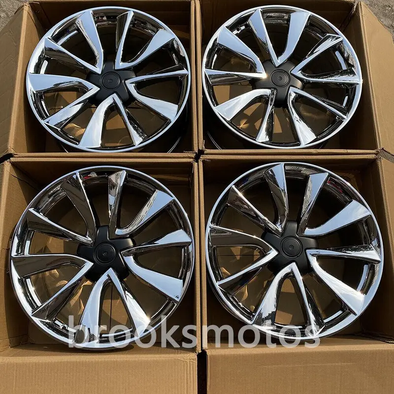 2017+ テスラモデル 3 20X8.5 オフセット 35  20インチ Newクロームスタイルホイール Brn-1384 1