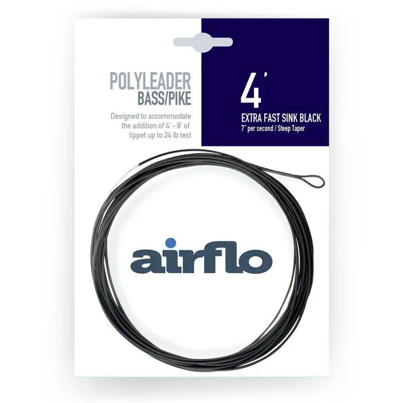 Airflo | Polyleader | Bass/Pike | 4' | Extra Fast Sink Black | 7" Per Second 1