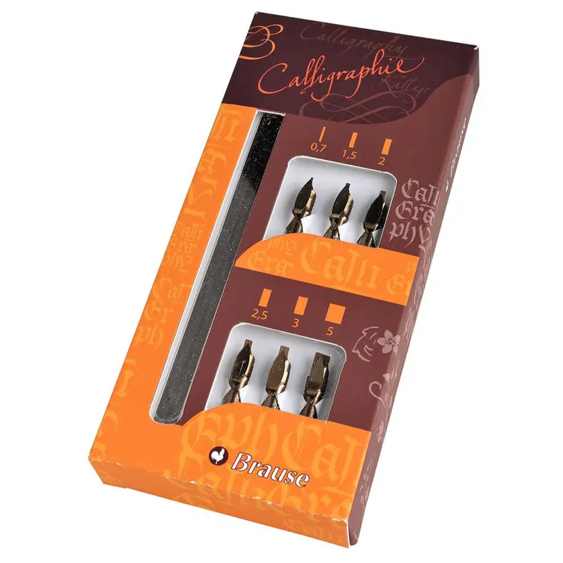 Brause 6 Calligraphy Nibs & 1 Nib Holder Set 1