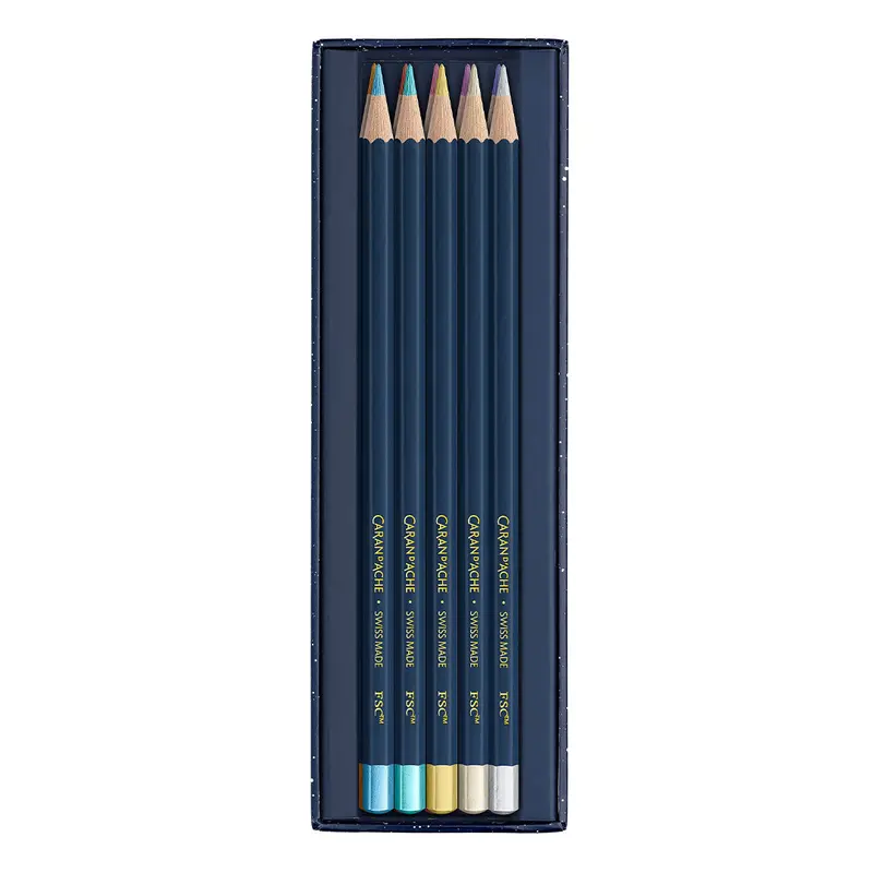 Caran D'ache 10 Pencil Colour Set Cosmic Blue 1