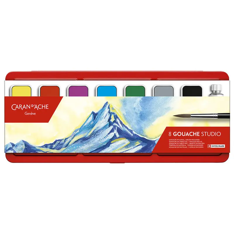 Caran D'ache Gouache Studio Colour Tablets Tin Of 8 1
