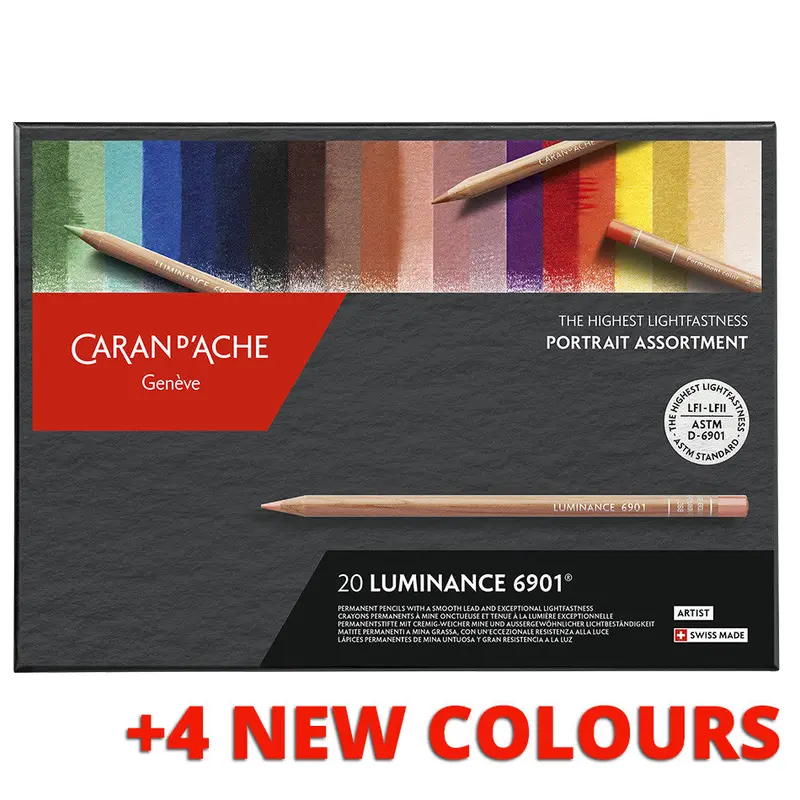 Caran D'ache Luminance Professional Permanent Colour Pencil Box Of 20 Portrait Colours + 4 Additional 1