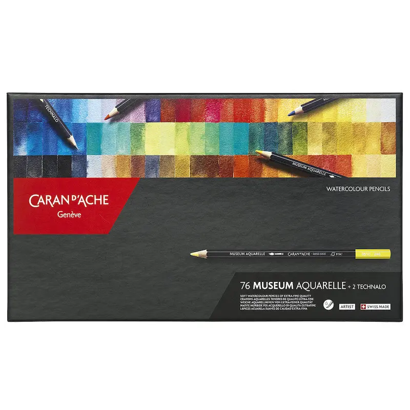 Caran D'ache Museum Aquarell Watercolour Pencil Box Of 76 + 2 Technalo 1