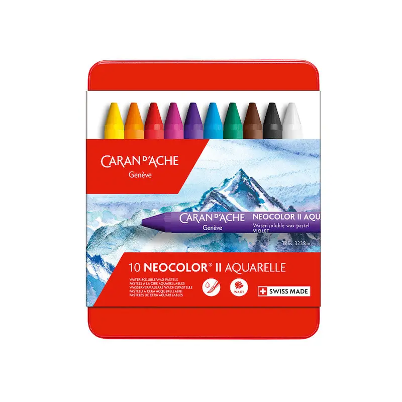 Caran D'ache Neocolor Ii Water Soluble Wax Pastels Box Of 10 1
