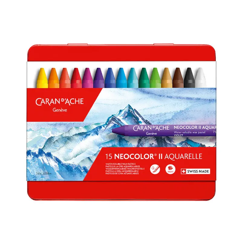 Caran D'ache Neocolor Ii Water Soluble Wax Pastels Box Of 15 1