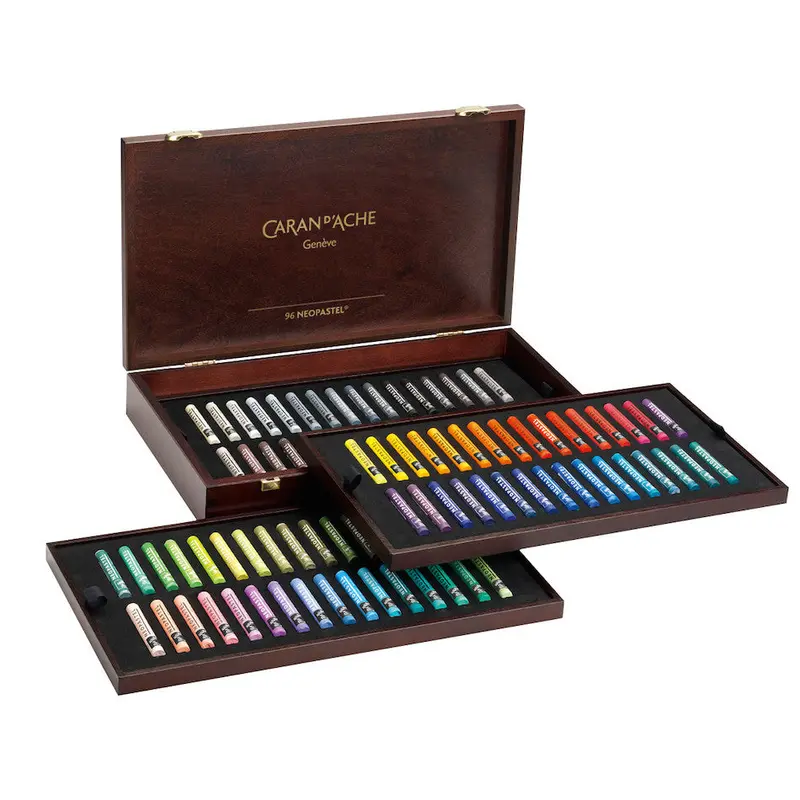 Caran D'ache Neopastel Artists Oil Pastels Wooden Box Of 96 1