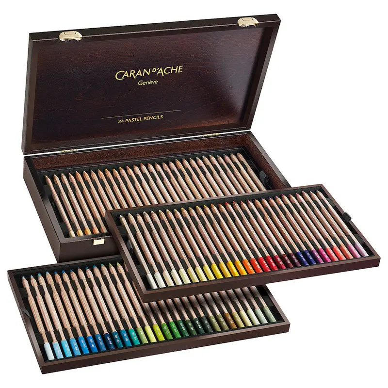 Caran D'ache Pastel Pencil Wooden Box Of 84 1