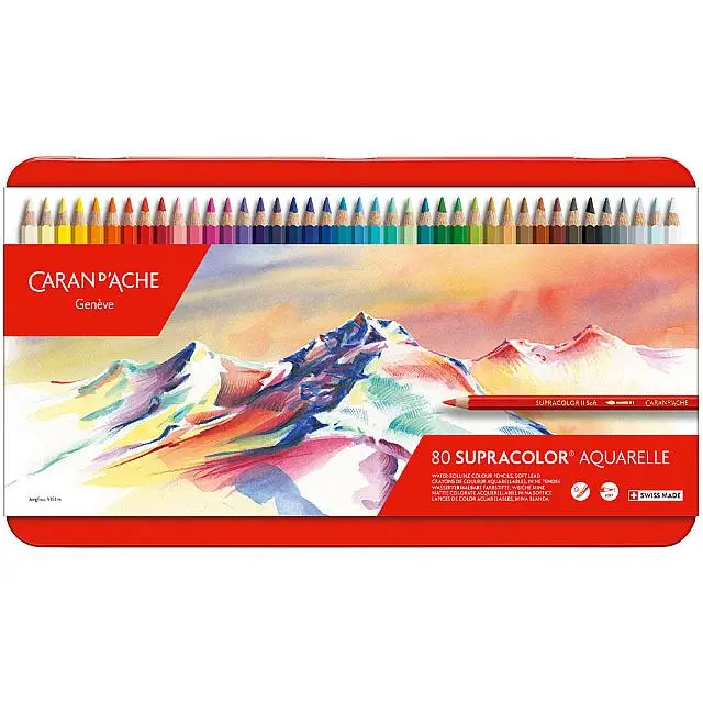 Caran D'ache Supracolor Water Soluble Pencils Assorted Tin Of 80 1