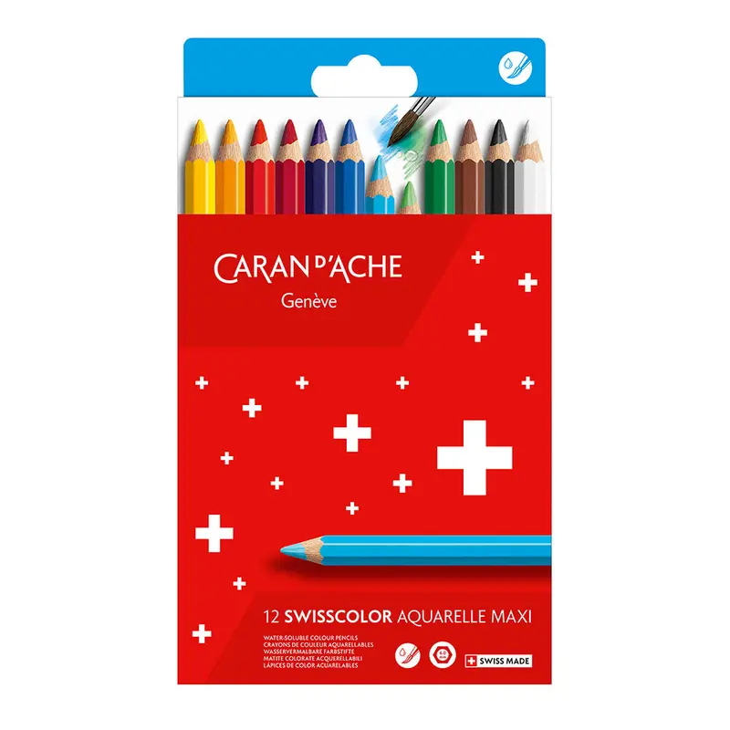 Caran D'ache Swisscolor Maxi Colour Pencils Assorted Set Of 12 1