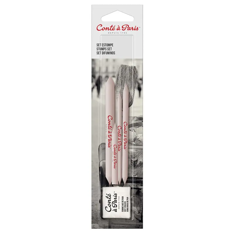 Conté À Paris Accessory Tool Set Of 3 Stumps + 1 Putty Eraser 1