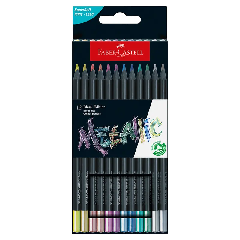 Faber-Castell Colour Pencils Black Edition Metallic Set Of 12 1