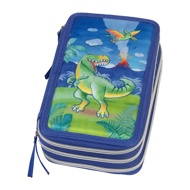 Faber-Castell Triple Decker Filled School Pencil Case Dinosaur 1