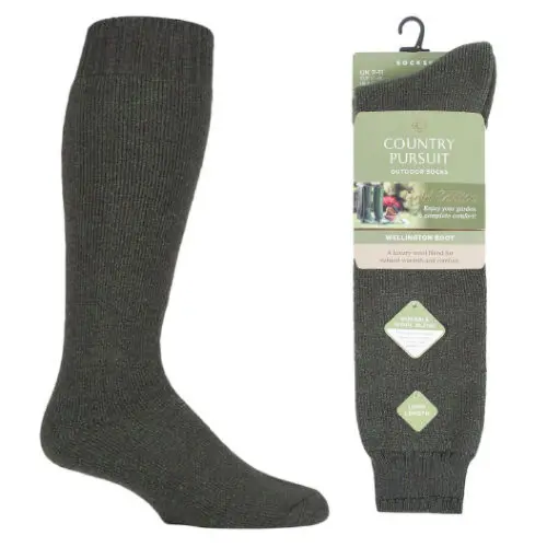 Gold Edition | Wellington Boot Sock | Olive Green 1