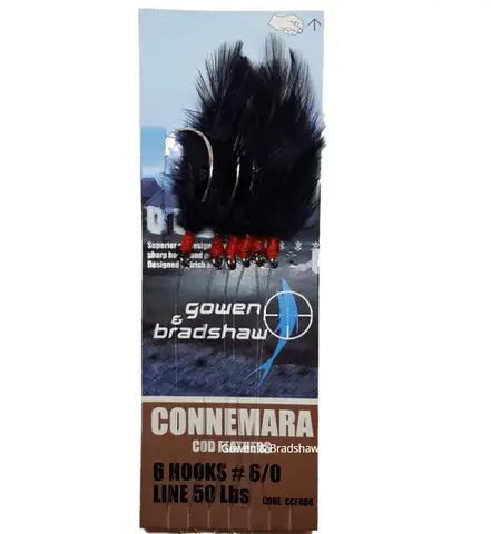 Gowen & Bradshaw | Connemra Mackerel Feathers Black | 3 Hook 2/0 1