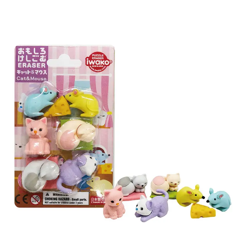 Iwako Puzzle Eraser Set Cat And Mouse 1