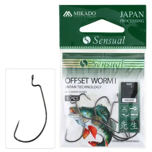 Mikado | Sensual Offset Worm I Hook | 1/0 Bn | 5Pcs 1