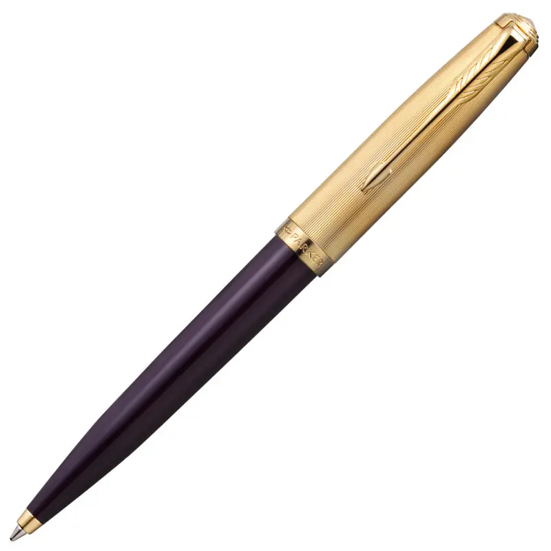 Parker 51 Ballpoint Pen Plum With Gold Trim 1