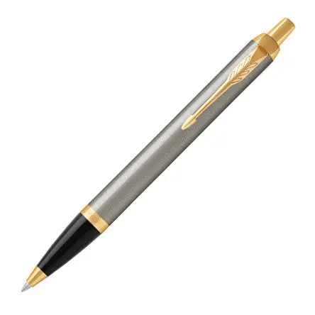 Parker Im Ballpoint Pen Brushed Metal With Gold Trim 1