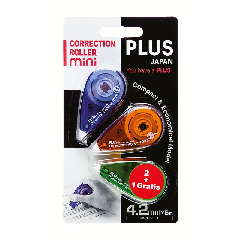 Plus Mini Correction Roller 6M X 4.2Mm Pack Of 3 1