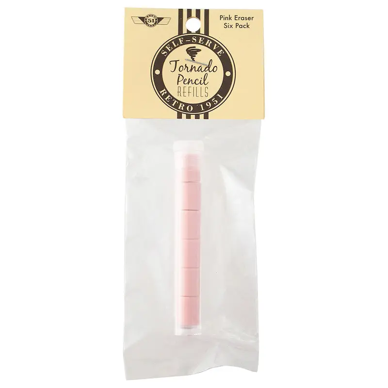 Retro 51 Eraser For Tornado Pencils Set Of 6 Pink 1