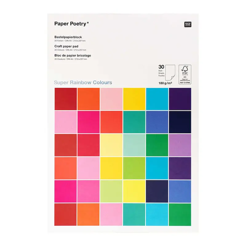 Rico Paper Pad Super Rainbow Colours 1