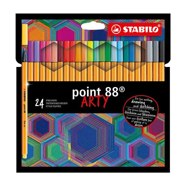 Stabilo Arty Point 88 Fineliner Pen Wallet Of 24 1