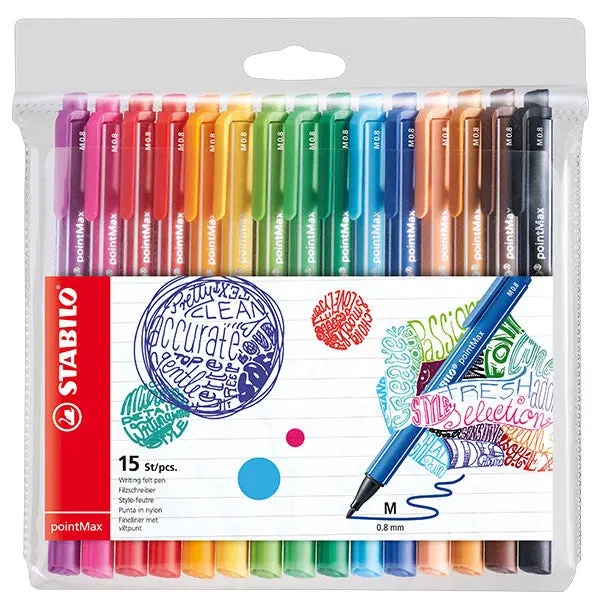 Stabilo Pointmax Colouring Pen Wallet Of 15 Assorted Set 1 1