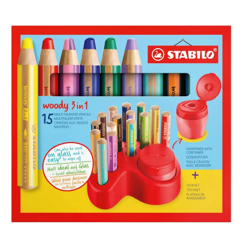 Stabilo Woody 3-In-1 Multi-Talented Pencil Deskset Of 15 1