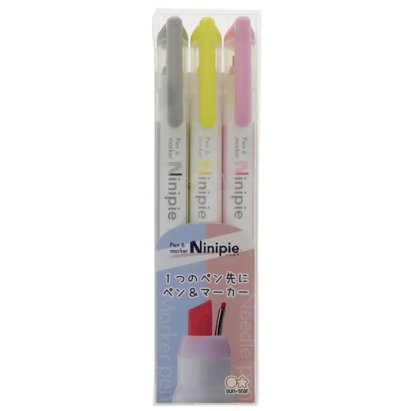 Sun-Star Ninipie Highlight And Mark Pen Set Of 3 1