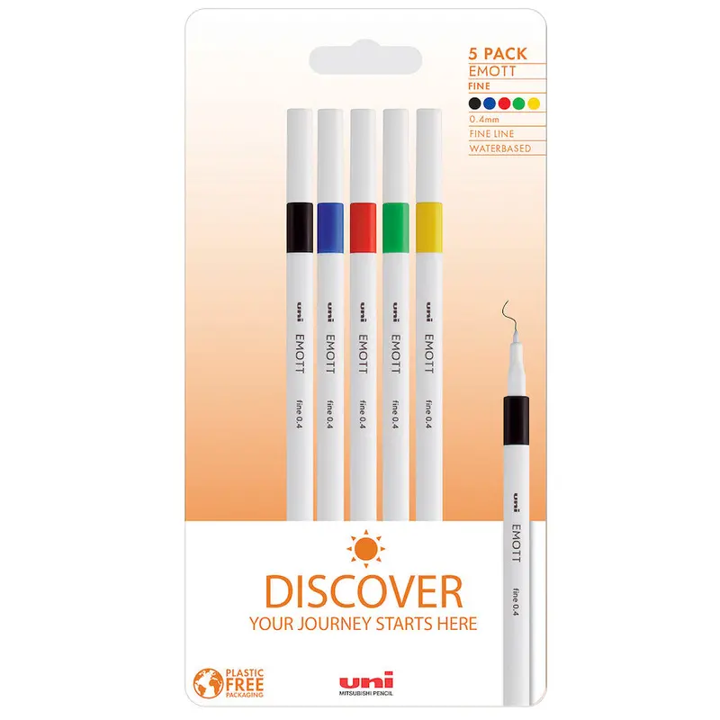 Uni-Ball On Point Emott Coloured Pen 5 Pack Discover 1