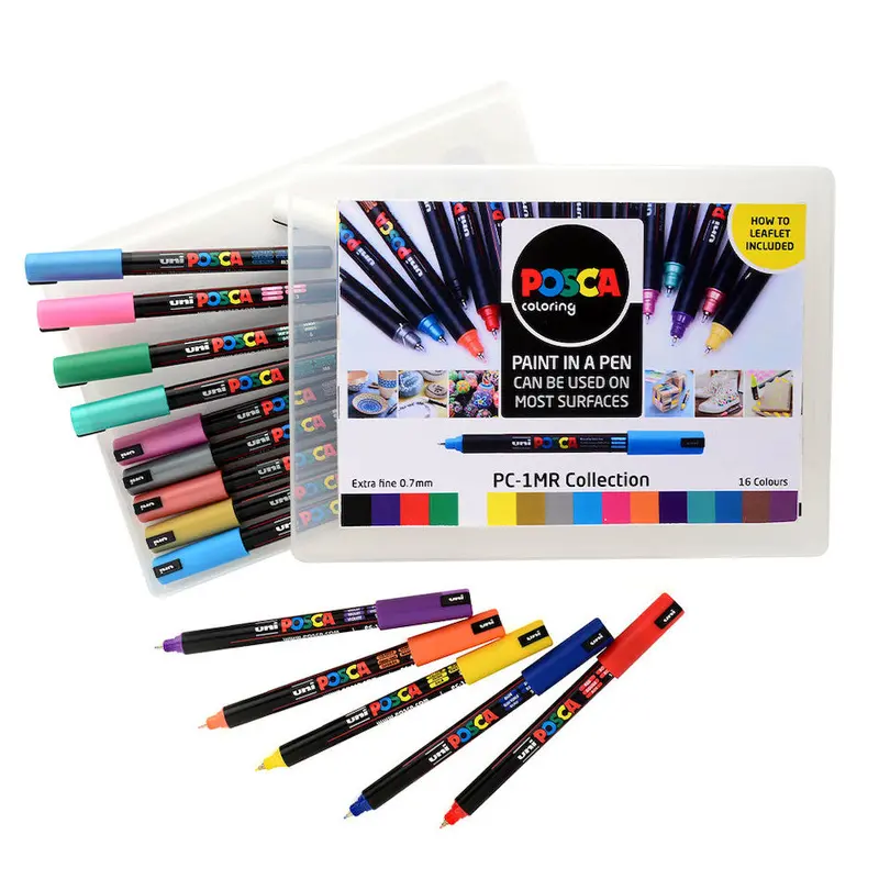 Uni Posca Marker Pen Pc-1Mr Ultra-Fine Collection Box Of 16 Assorted 1