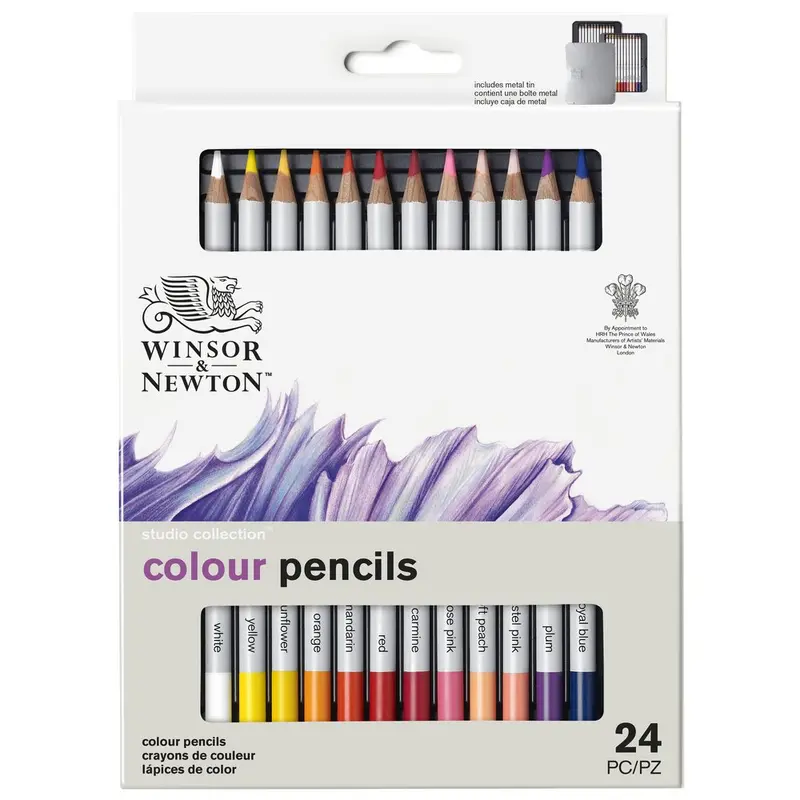 Winsor & Newton Studio Collection Coloured Pencils Assorted Tin Of 24 1