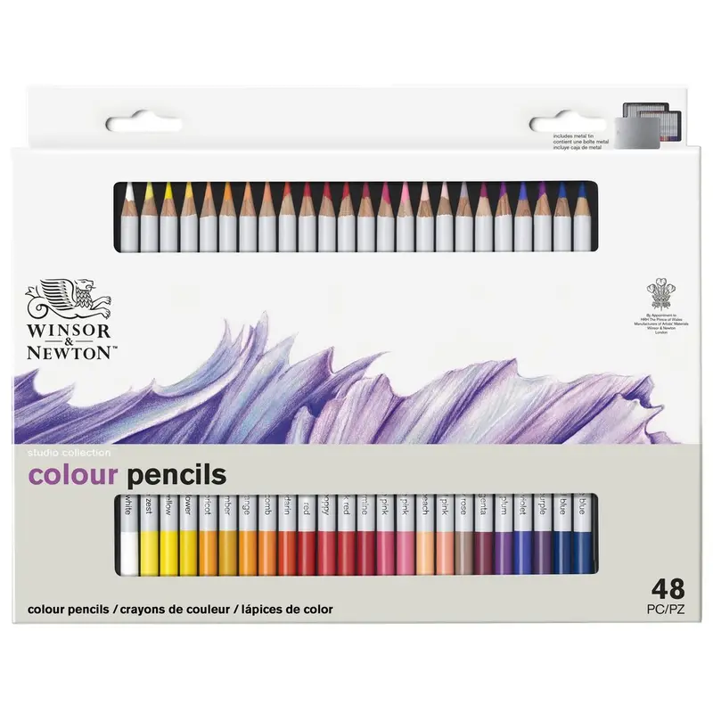 Winsor & Newton Studio Collection Coloured Pencils Assorted Tin Of 48 1