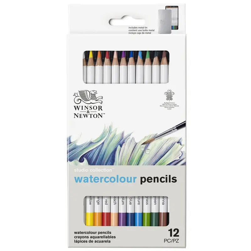 Winsor & Newton Studio Collection Watercolour Pencils Assorted Tin Of 12 1
