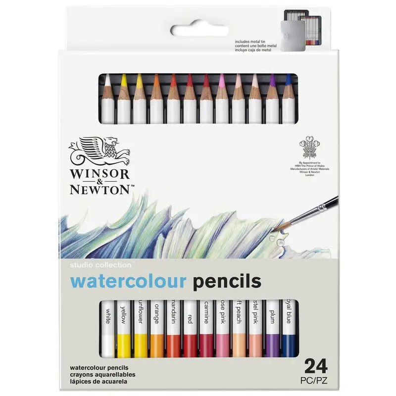 Winsor & Newton Studio Collection Watercolour Pencils Assorted Tin Of 24 1