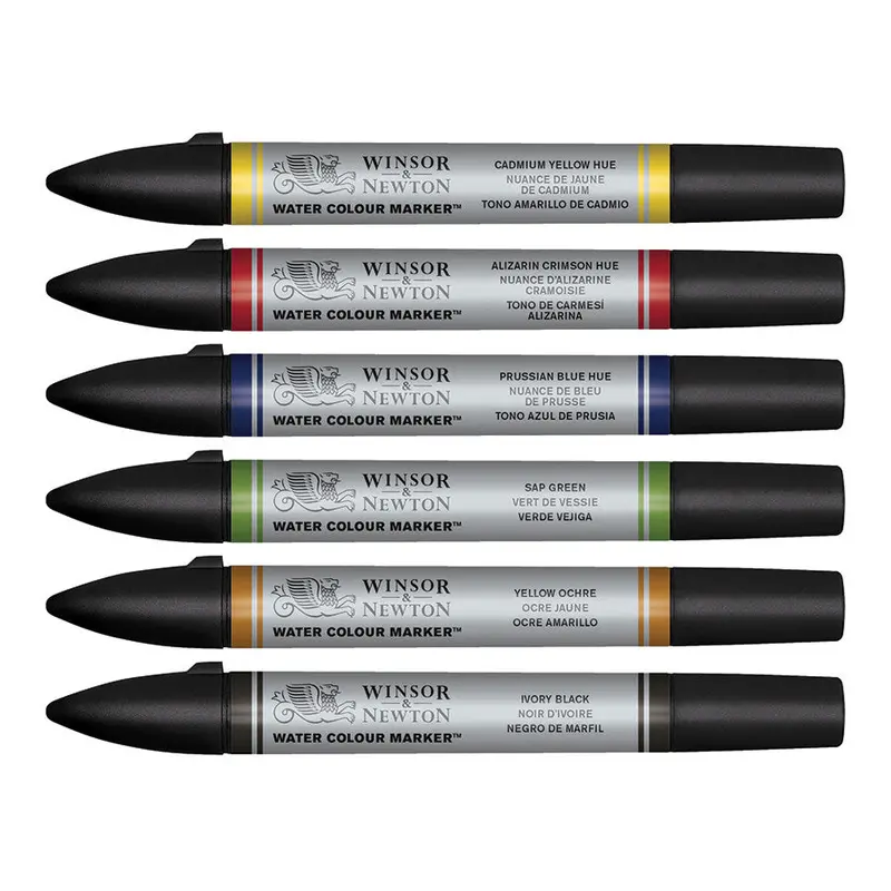 Winsor & Newton Water Colour Markers Set Of 6 Basic 1