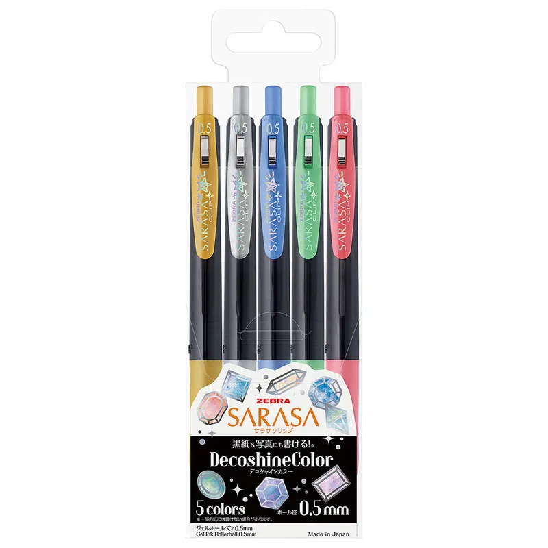 Zebra Sarasa Clip Gel Ballpoint Pen 0.5 Shine Colours Set Of 5 1