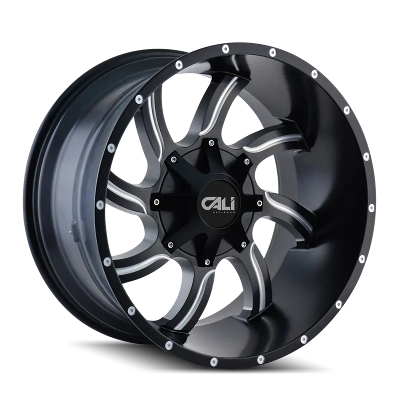 Cali Off-Road Twisted Spoke Wheel – 20X9", Satin Black/Milled Face, 5X127/139.7 1