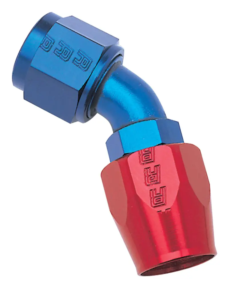 Russell 610120 -12An Full-Flow 45-Degree Swivel Hose End — Red & Blue 1